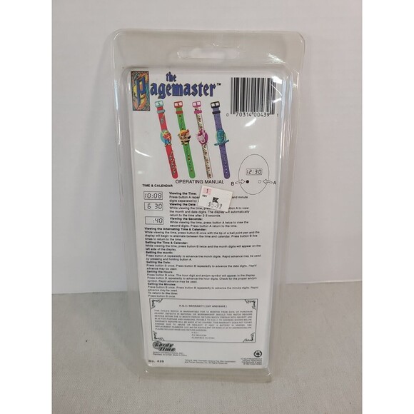 NEW Vintage 1994 The Pagemaster Cartoon  Quartz Wrist Watch Gordy Time NIP - Picture 3 of 4